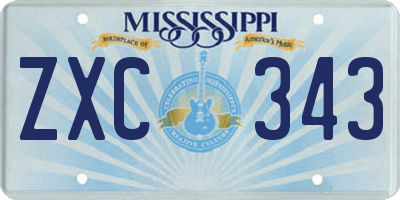 MS license plate ZXC343