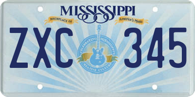 MS license plate ZXC345