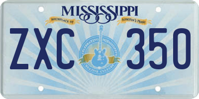 MS license plate ZXC350