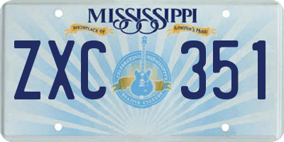 MS license plate ZXC351