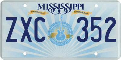 MS license plate ZXC352