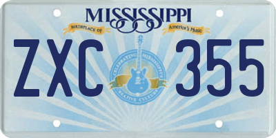 MS license plate ZXC355