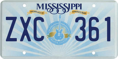 MS license plate ZXC361