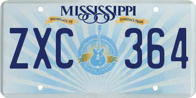 MS license plate ZXC364