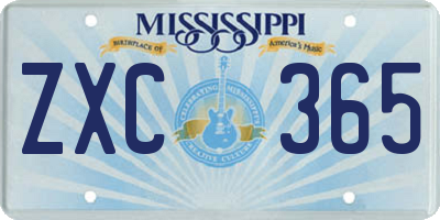 MS license plate ZXC365