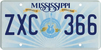 MS license plate ZXC366