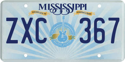 MS license plate ZXC367