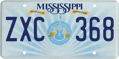 MS license plate ZXC368
