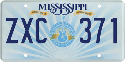MS license plate ZXC371
