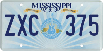 MS license plate ZXC375