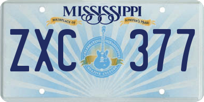 MS license plate ZXC377