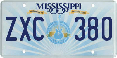MS license plate ZXC380
