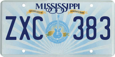 MS license plate ZXC383