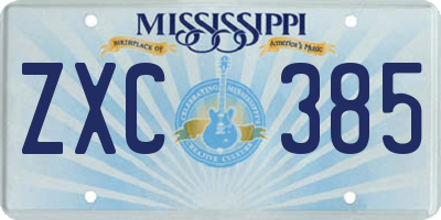MS license plate ZXC385