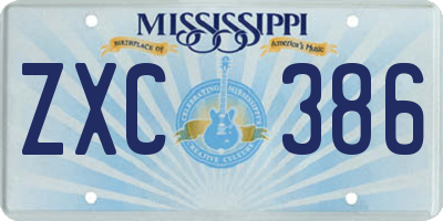 MS license plate ZXC386