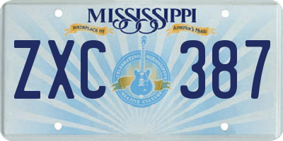 MS license plate ZXC387