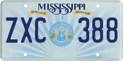 MS license plate ZXC388