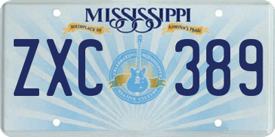 MS license plate ZXC389