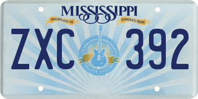 MS license plate ZXC392