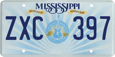 MS license plate ZXC397