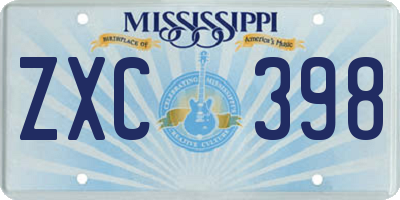 MS license plate ZXC398