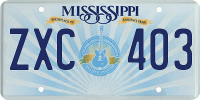 MS license plate ZXC403