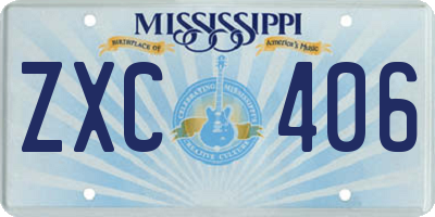 MS license plate ZXC406
