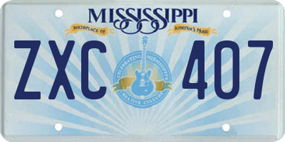 MS license plate ZXC407