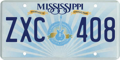 MS license plate ZXC408