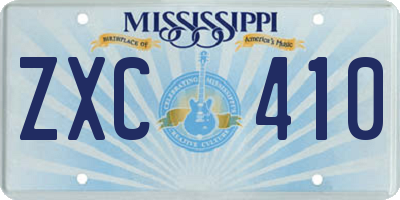 MS license plate ZXC410