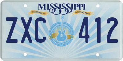 MS license plate ZXC412