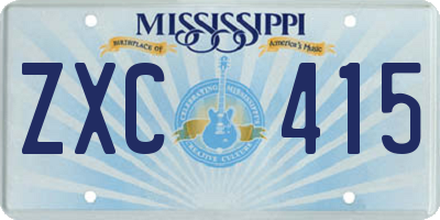 MS license plate ZXC415