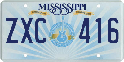 MS license plate ZXC416