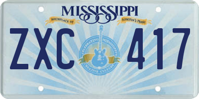 MS license plate ZXC417