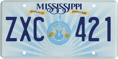 MS license plate ZXC421