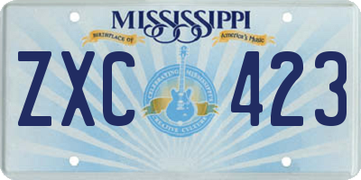 MS license plate ZXC423