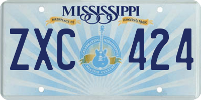 MS license plate ZXC424