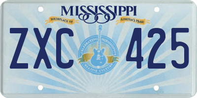 MS license plate ZXC425