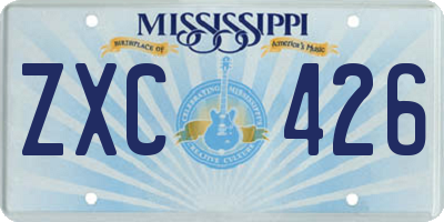 MS license plate ZXC426