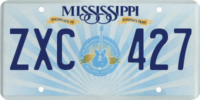 MS license plate ZXC427