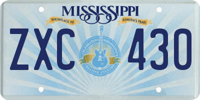MS license plate ZXC430