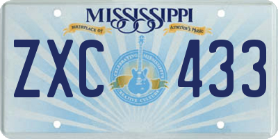 MS license plate ZXC433