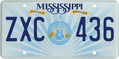MS license plate ZXC436