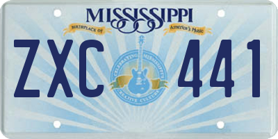 MS license plate ZXC441