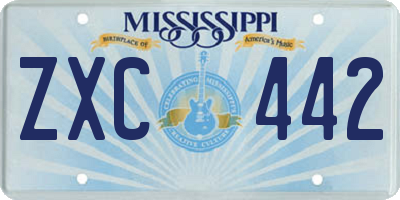 MS license plate ZXC442