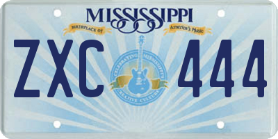 MS license plate ZXC444
