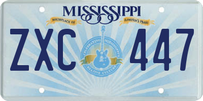 MS license plate ZXC447