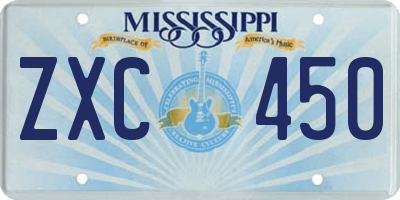 MS license plate ZXC450