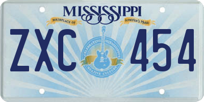 MS license plate ZXC454