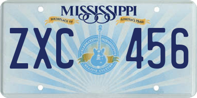 MS license plate ZXC456